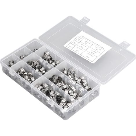 Kit de 180 colliers serre-tuyaux essence acier inoxydable type oreille simple pour durite carburant et ligne injection (1/5)