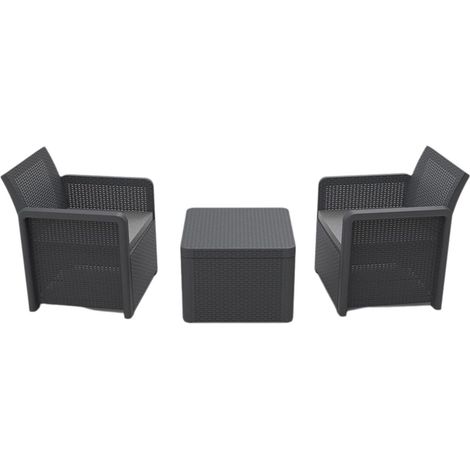 Giardino/veranda Set 2 Sedie + 1 Tavolino Nassau Tête-à-Tête, Antracite (1/5)