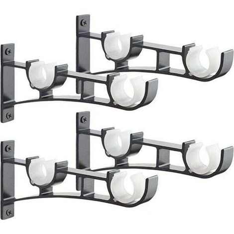 Staffe per asta per tende in alluminio Basetbl – Set da 4, carico massimo 50 kg, compatibili con Ø 1–3 cm, passante antiscivolo