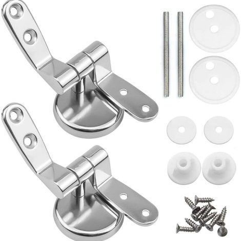 Attaches Charnière Abattant WC, Lot de 2 Charnières de Rechange pour Lunette de Toilette avec Fixations en Alliage