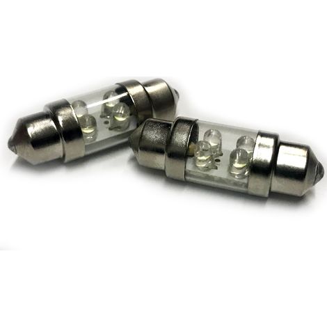 Coppia 2 Lampade Led T11 C5W Siluro 31mm Con 4 Led F3 Colore Rosso Red 12V 0,2W
