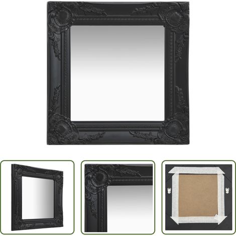 vidaXL Miroir ancien - Miroir mural style baroque 40x40 cm noir (1/5)