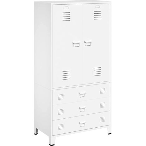 Maison Exclusive - Armario industrial de metal blanco 90x50x180 c