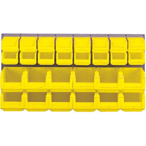 Panneau mural équipé de 16 bacs 1L et 12 bacs 3L jaunes - 5052037