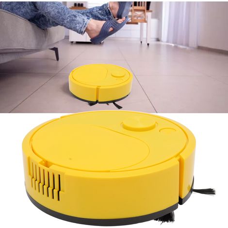 Robot aspirateur intelligent, balaie, aspire et lave les sols, robot aspirateur multifonctionnel, mini robot aspirateur, rechargeable par USB, jaune (1/5)