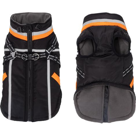 Manteau d'hiver pour Chien Imperméable Coupe-Vent Veste en Polaire avec Harnais Manteaux Chaud Réfléchissant Vêtements Gilet Réglable pour Chiens de Petite et Moyenne Taille (S, Noir) (1/5)