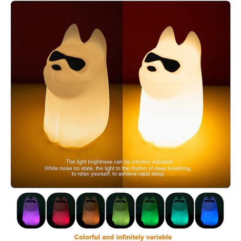 Silikon-Nachtlicht für Welpen, ideal als Begleiter am Bett, 2600K warmweißes Licht + 7 RGB-Farben
