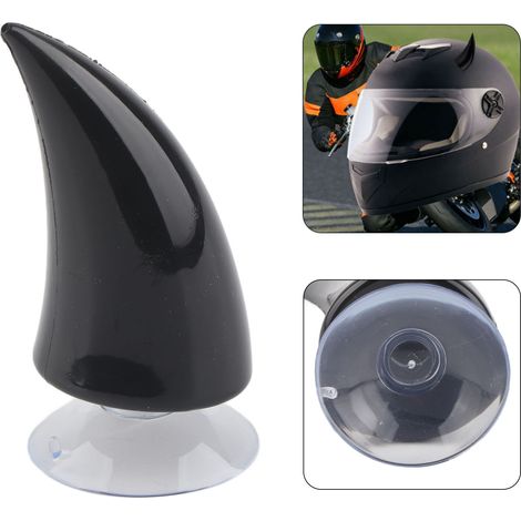 Casque de moto avec cornes de diable et ventouses décoratives, noir (1/5)