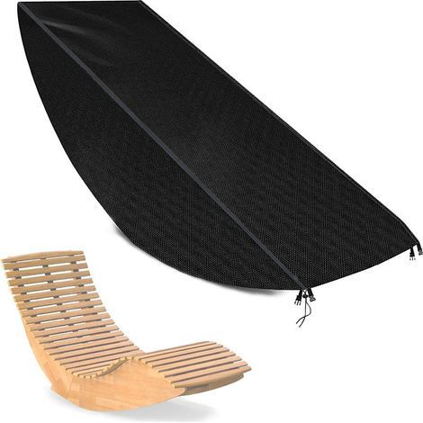 Housse Chaise Longue Bois Oxford 420D – 65x95x155 cm – Anti-poussière, UV, Pluie – Noir (1/5)