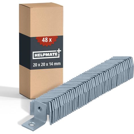 HELPMATE – 48 pezzi angolari a sedia 20x20x14 mm – Elementi di collegamento in acciaio zincato blu – Angolari per mobili e progetti fai da te (1/5)