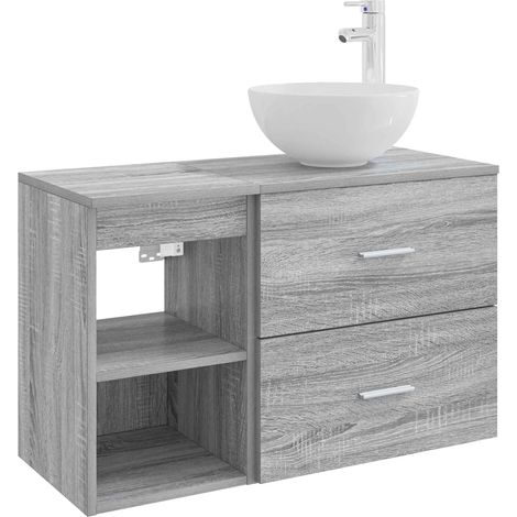 Juego de muebles de baño 2 pcs Sonoma gris Madera de ingeniería vidaXL
