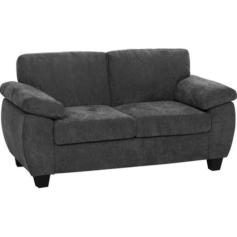 Canapé 2 places, larges bras d'appui rembourrés, ton gris foncé, revêtement chenille, coussins à ressorts épais, 156 cm, charge maximale 300 kg (1/5)