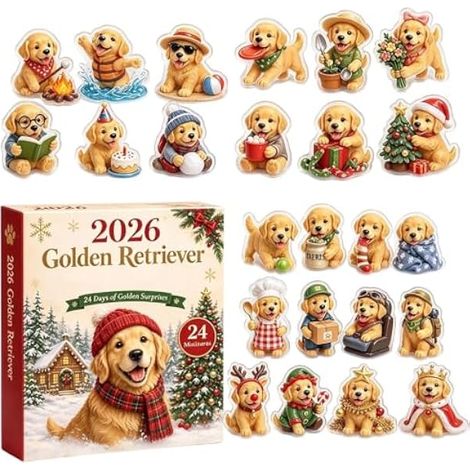 Calendrier de l'Avent Figurines Design Chien qui Joue en Acrylique Plat 2D (1/5)