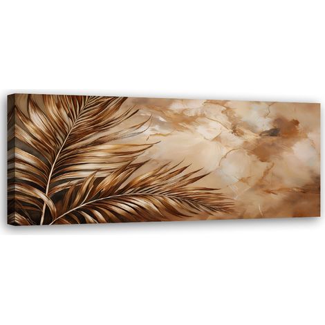 Tableau déco Feuilles de palmier Glamour Marbre Sépia 90x30 (1/5)