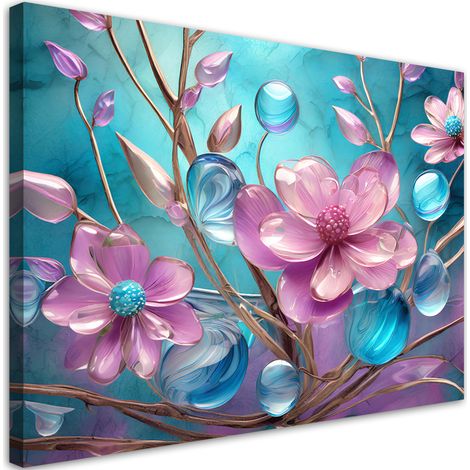 Tableau déco Fleurs multicolores Verre Abstrait 90x60 (1/5)