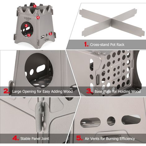 Poêle à bois pliable compact pour camping en plein air, cuisine, pique-nique (1/5)