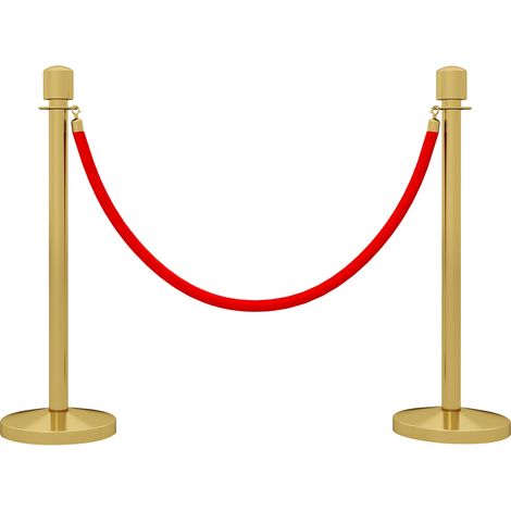 Colonnine Segnapercorso con Corda Vellutata Base Riempibile in Acciaio Inox Ø32x96 cm Oro (1/5)