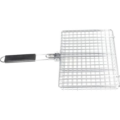 Panier à barbecue en acier inoxydable, pliable, réutilisable, résistant à la chaleur, avec poignée en bois, pour une utilisation en extérieur (1/5)