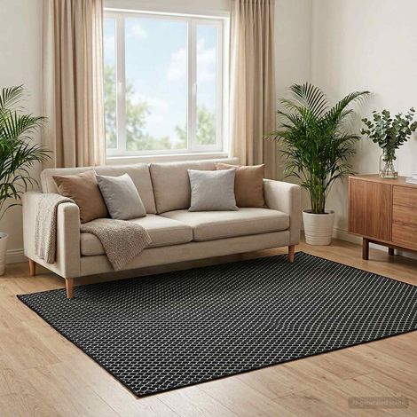 vidaXL Tappeto ORIZ Motivo a rete nero 120 x 170 cm 100% Poliestere (1/4)
