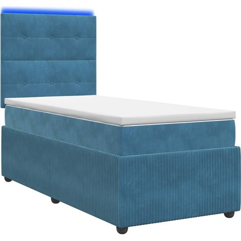Maison Exclusive - Letto Box Spring LED con Materasso Blu 100 x 200 cm Velluto (1/5)
