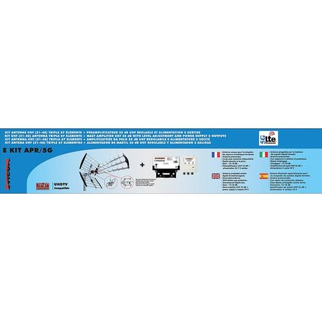 Evicom – Antenne terrestre 3 nappes avec filtre 5G – Kit d'installation complet – Pour réception TNT en intérieur et extérieur (1/4)