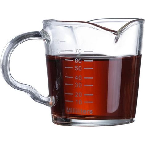 Tasse À Lait - Verre Borosilicaté Résistant À La Chaleur - Graduée 70 Ml - Double Bec - Pour Café Expresso Et Boissons Froides Ou Chaudes (1/5)
