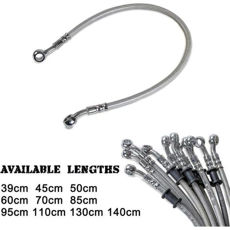 Durite de frein de moto universelle en acier inoxydable tressé, 39-140 cm, boulon hydraulique 1