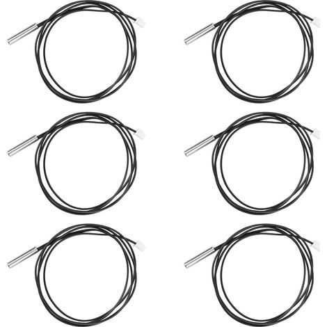 6Pcs Temperature Sensor Probe, 1M 10K Thermistor Temperature Sensor 3950 NTC Temperature Sensor Extension Cable for Refrigerator Air Conditioner Thermostat (1/5)