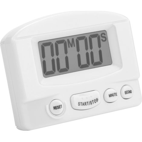 1 Minuteur cuisine, écran LCD, compte à rebours 99min, base magnétique, ABS blanc (1/5)