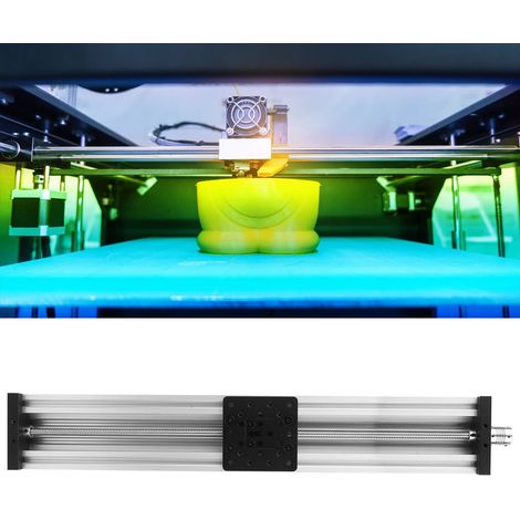 Table linéaire avec guide-broche, en alliage d'aluminium, pour imprimantes 3D et machines de gravure, pas de vis 2 mm, noir et argent, 500 mm (1/5)