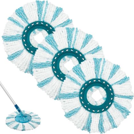 3-teiliger Ersatzkopf-Wischmopp, kompatibel mit dem Leifheit 2-Faser-System für Clean Twist Disc Micro Duo, effiziente Wasseraufnahme, starke Desinfektion und für alle Bodenarten geeignet.