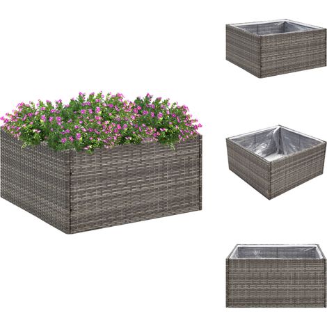 Jardinière Gris 80x80x40 cm Résine tressée - Jardinieres Exterieures - Pot De Fleurs Extérieur - Bac À Fleurs - Décoration Jardin - Plante Grimpante (1/5)