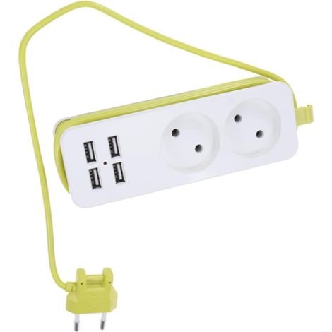 JSSEVN-Multiprise Électrique Multifonctionnelle avec Ports USB et Prises Prise de Chargement Intelligente pour et Magasin Blanc Vert (1/5)