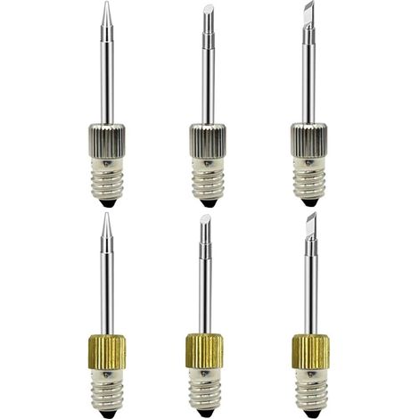 6 Pcs E10 Electric Soldering Iron Tips Replaceable Steel Threaded Accessories Cordless Components Soldering Tool for Outdoor Welding (1/5)