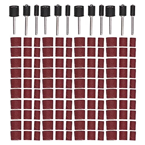 Kit de Tambour Ponçage pour Perceuse à Colonne, 132 Pièces Tambours Ponceuse avec 120 Bandes Ponçage, 12 Tambour, Roues Polissage - (1/5)