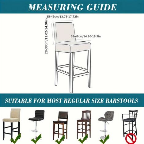 Housse de chaise de bar 4 pièces – Amovible et extensible – 90% polyester et 10% élasthanne – Pour tabourets à dossier court (1/4)