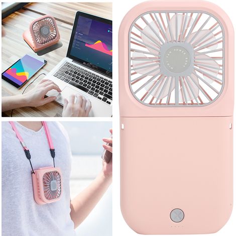 Tragbarer und faltbarer Nackenventilator, Mini, 3 einstellbare Geschwindigkeitsstufen, USB-Ladefunktion, leise, für Zuhause, Büro und im Freien (rosa) (1/5)