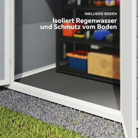 Abri de jardin métallique verrouillable, porte double, fenêtre, cadre en aluminium, 1,80 x 1,30 x 2,10 m, gris (1/5)