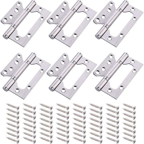 6 bisagras de acero inoxidable para puerta con rodamientos de bolas y tornillos para muebles. (1/5)