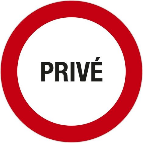 Panneau - Privé - 30cm diamètre - Rouge/blanc - PVC - Signalétique