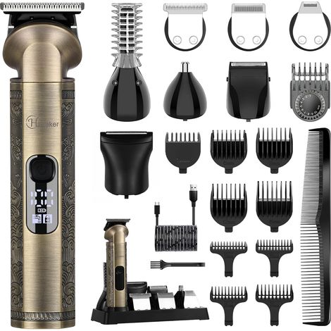 Men's Beard Trimmer Hair Trimmer with T-Blade Bald Hair Cutting Electric Razor Precision Body Trimmer for Nose 8 in 1 (1/5)