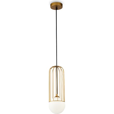 Suspension laiton doré boule verre blanc Maytoni Telford (1/3)