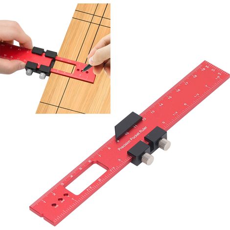 200-mm-Holzbearbeitungslineal aus Aluminiumlegierung für Selbstmontage, Anreißlineal, Winkel, Lehre, Messwerkzeug (1/5)