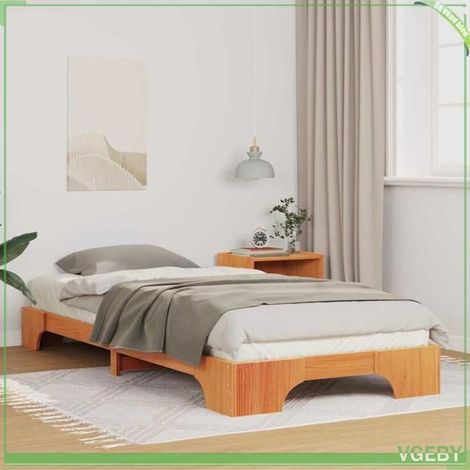 Cadre de lit - ABI - Marron - Bois massif - 90 x 220 cm - 1 place (1/5)