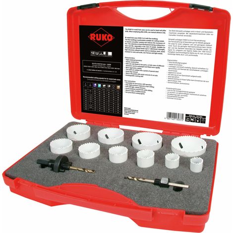 RUKO Bimetall-Lochsägen-Satz HSSE-Co 8 12tlg. Ø 22 - 68 mm im Kunststoffkoffer - 126304 (1/5)