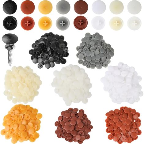Lot de 800 cache-vis, capuchons décoratifs, capuchons cruciformes en plastique pour meubles, trous de perçage, vis cruciformes 15 mm (multicolore) (1/5)