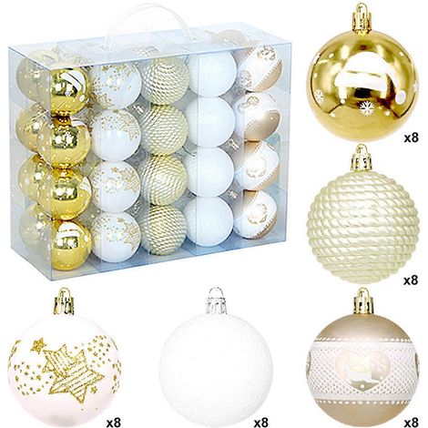 Festliche Kunststoff-Weihnachtsbaumkugeln mit einzigartigem, handbemaltem Muster, mehrfarbig (1/5)