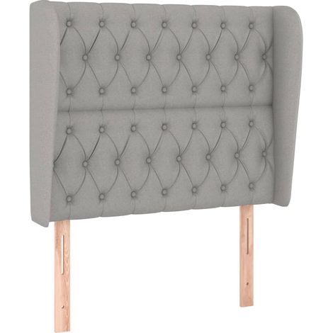 Testiera letto accessorio cameretta mobile imbottito con bordo laterale 103 x 23 x 118/128 cm tessuto grigio chiaro TDL0205296