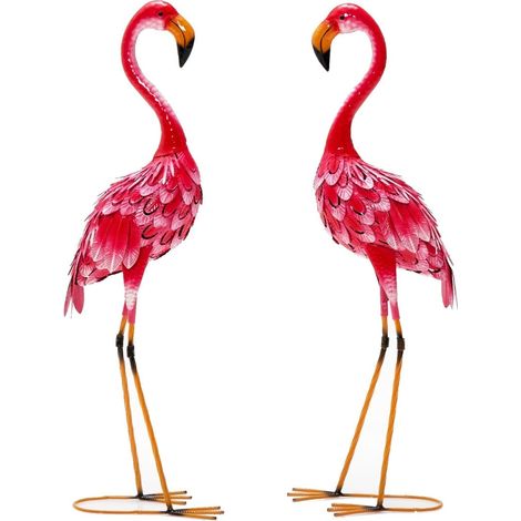 Estatuas de flamencos para jardín, metal, 2 piezas, 89 cm (1/5)