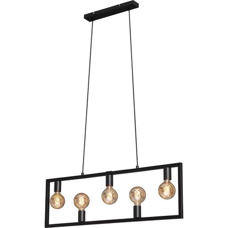 Lampadario A Sospensione Vintage Kotak Metallo Nero 5 Luci Luci E27 (1/4)